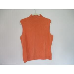 Vintage Y2K Prive Cashmere Orange Sleeveless Turtleneck Sweater Size XL